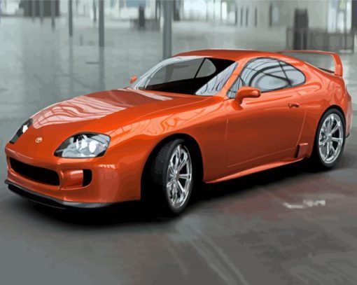 Orange Toyota Supra Mk4 Diamond Paintings