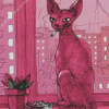 Pink Cat Smoking Diamond Paintings
