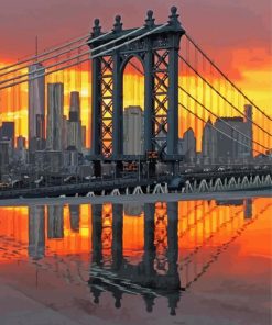 Sunset Over Manhattan Bridge Diamond Paintings