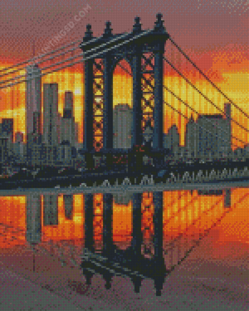 Sunset Over Manhattan Bridge Diamond Paintings