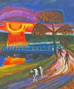 Sunset Over The Blue Bridge By Max Pechstein Diamond Paintings