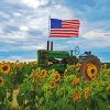 Tractor With Sunflowers Field Diamond Paintings