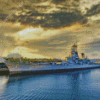 USS Lowa With Sunset Diamond Paintings