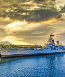 USS Lowa With Sunset Diamond Paintings