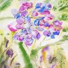 Abstract Purple Flowers With Green Grass Diamond Paintings