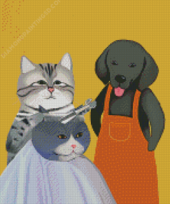 Barbers Dogs And Cats Diamond Paintings