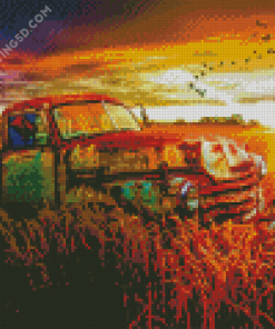 Classic Chevy Truck In The Sunset Diamond Paintings