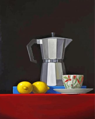 Coffee Pot And Lemons Diamond Paintings