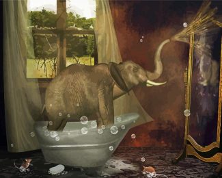 Cool Elephant In A Bathtub Diamond Paintings