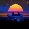 Couple Boat Silhouette Diamond Paintings