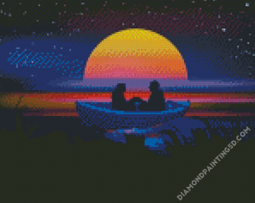 Couple Boat Silhouette Diamond Paintings
