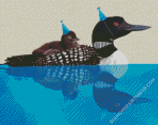 Cute Loon With Baby Diamond Paintings