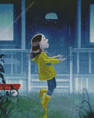 Happy Girl Singin In Rain Diamond Paintings