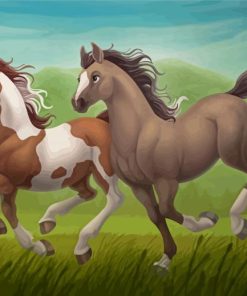 Running Cartoon Horse Diamond Paintings