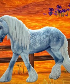 White Cob Horse Diamond Paintings