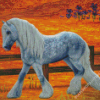 White Cob Horse Diamond Paintings