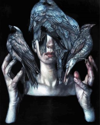 Woman And Birds By Marco Mazzoni Diamond Paintings