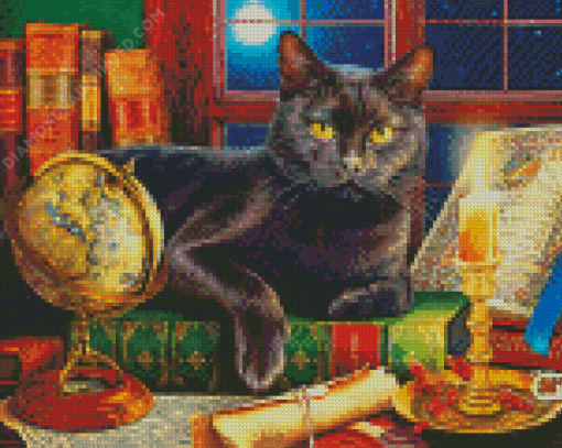 Aesthetic black Cat And Candle Diamond Paintings
