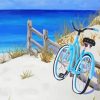 Beach Scene With Blue Bicycle Diamond Paintings