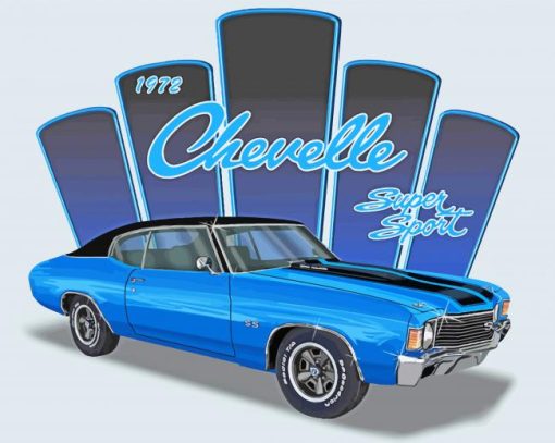 Blue Chevelle SS Super Sport Car Diamond Paintings