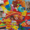 Cats In Laundry Room Diamond Paintings