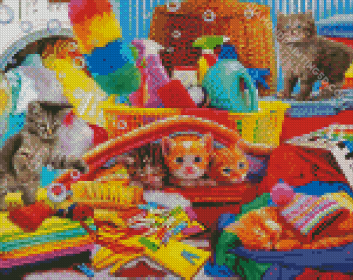 Cats In Laundry Room Diamond Paintings