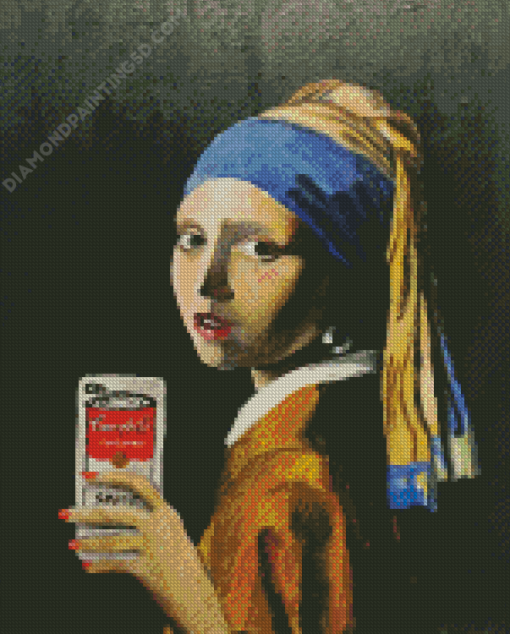 Girl With The Pearl Earring Take Selfie Diamond Paintings