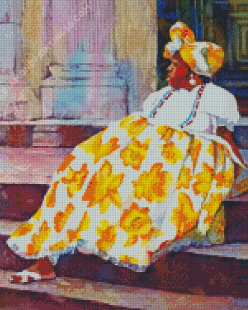 Girl In Yellow Dress Diamond Paintings