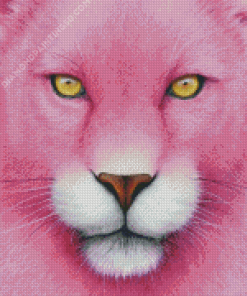 Pink Colored Panther Diamond Paintings