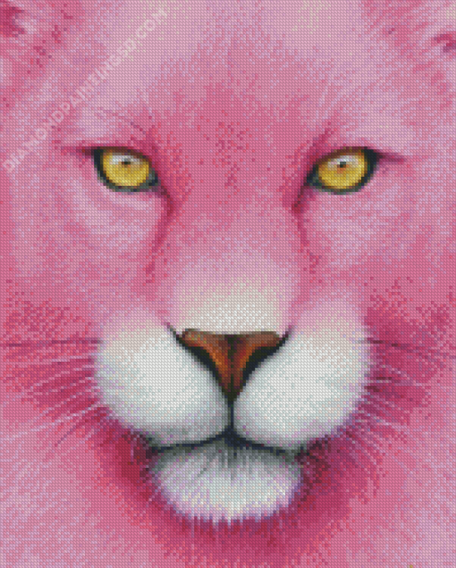 Pink Colored Panther Diamond Paintings
