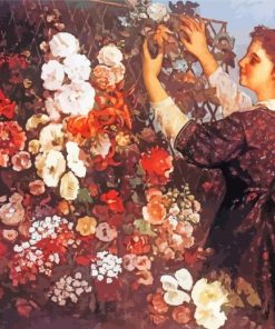 Woman Arranging Flowers Art Diamond Paintings