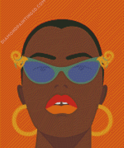 African Girl With Glasses Illustration Diamond Paintings