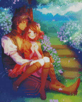 Anime Couple In The Garden Art Diamond Paintings