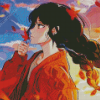 Anime Girl And Autumn Winds Diamond Paintings