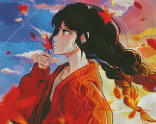 Anime Girl And Autumn Winds Diamond Paintings