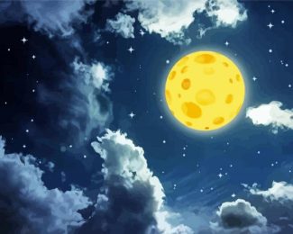 Cheese Moon And Clouds Art Diamond Paintings