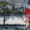 Romance In Rain Diamond Paintings