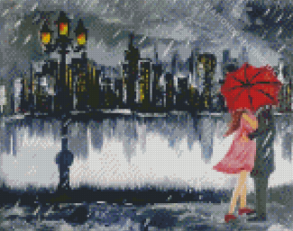 Romance In Rain Diamond Paintings
