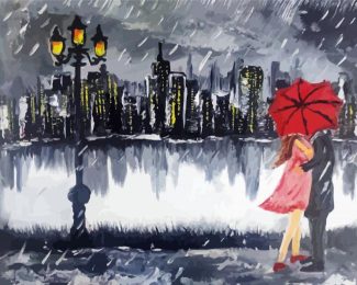 Romance In Rain Diamond Paintings
