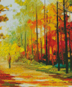 Abstract Walk Alone In The Autumn Diamond Paintings