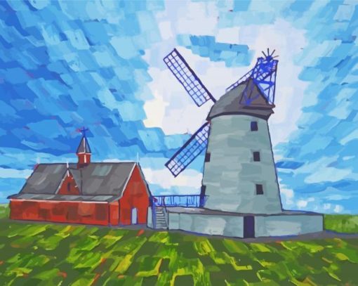 Abstract Windmill And Barn Diamond Paintings