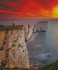 Amazing Sunset in Old Harry Rocks Diamond Paintings