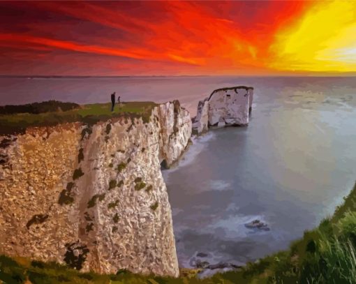 Amazing Sunset in Old Harry Rocks Diamond Paintings