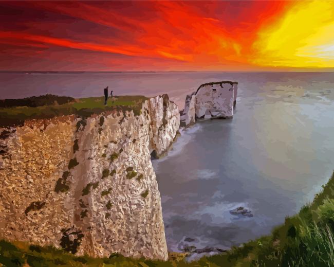 Amazing Sunset In Old Harry Rocks Diamond Painting DiamondPainting5d
