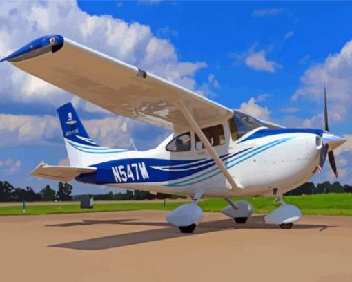 Cessna 182 White And Blue Diamond Paintings