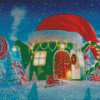 Christmas Cartoon House Diamond Paintings