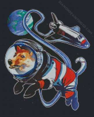 Corgi Dog in Space Diamond Paintings