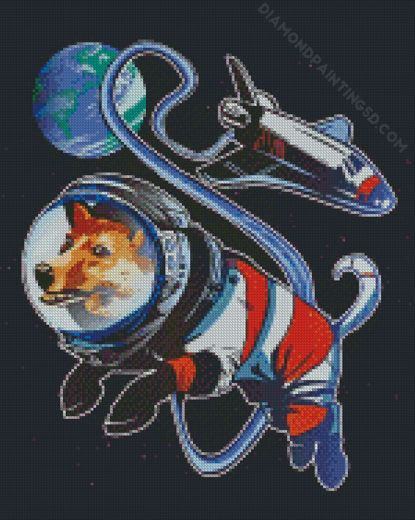 Corgi Dog in Space Diamond Painting 
