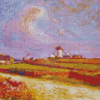 Countryside With Windmill by Ferdinand du Puigaudeau Diamond Paintings