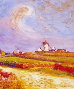 Countryside With Windmill by Ferdinand du Puigaudeau Diamond Paintings
